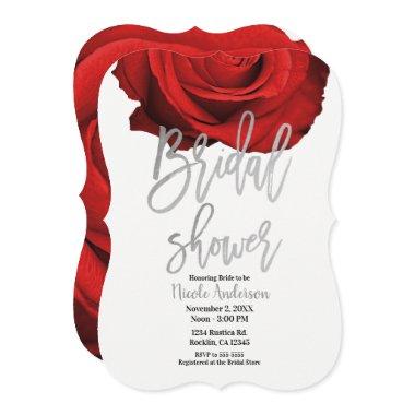 Red Rose Silver Script Modern Trendy