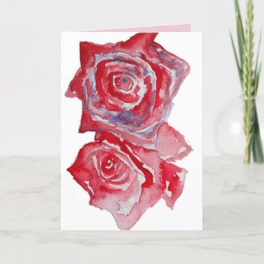 Red Rose Watercolour Birthday Invitations