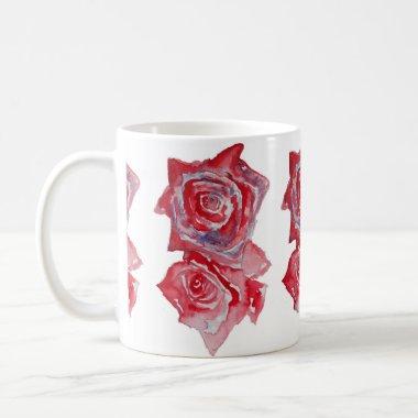 Red Rose Watercolour Mug