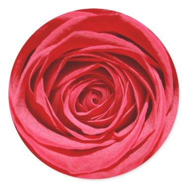 Red Rose Wedding Flowers Glossy Floral Patterns Classic Round Sticker