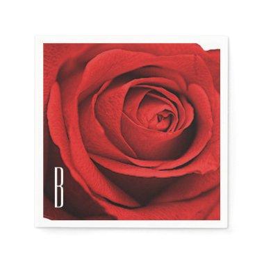 Red Rose White (Any Color) Rustic Glam Monogram Napkins