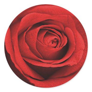 Red Rose White (Any Color) Rustic Glam Wedding Classic Round Sticker