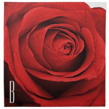 Red Rose White Chic Rustic Glam Monogram Cloth Napkin