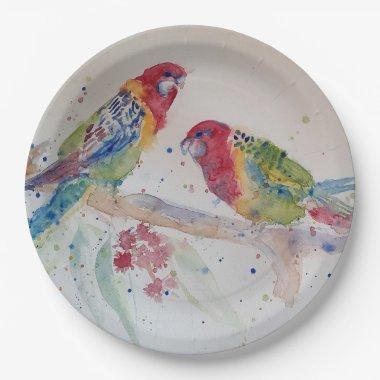 Red Rosella Parrot Pattern Paper Party Plate