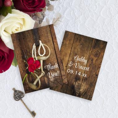Red Roses and Horse Bit Country Wedding Favor Tags