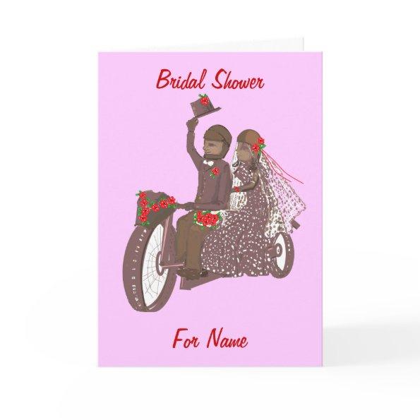 Red Roses Biker Motorcycle Wedding Bridal Shower Invitations