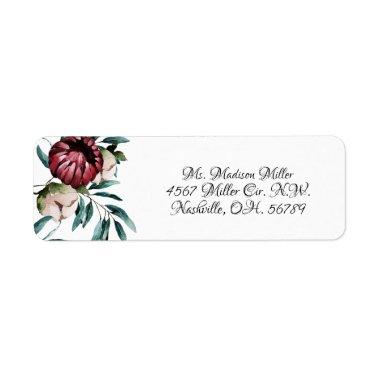 Red Roses Black Background Elegant Script Label