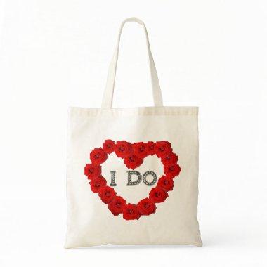 Red Roses Heart I Do Bling Wedding Tote
