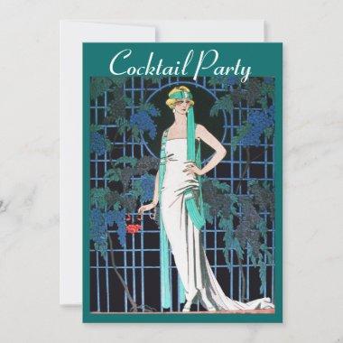 RED ROSES IN THE NIGHT Anniversary Cocktail Party Invitations