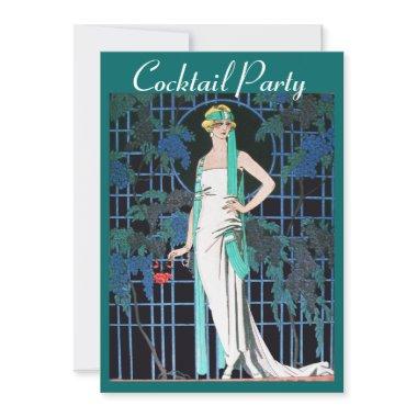 RED ROSES IN THE NIGHT Anniversary Cocktail Party Invitations