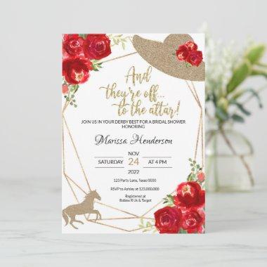 Red Roses Kentucky Derby Bridal Shower Invitations