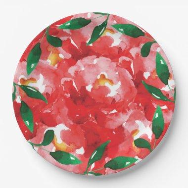 Red Roses Paper Plates