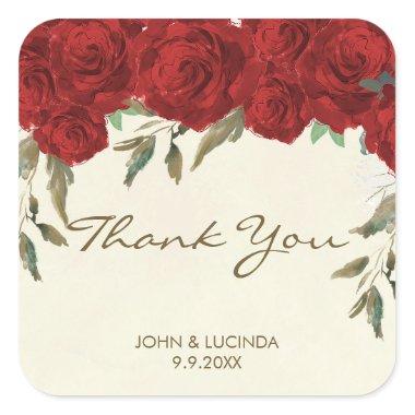 red roses wedding favors sticker thank you