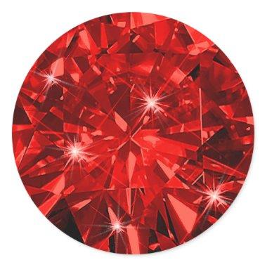 Red Ruby Gemstone Invitations Envelope Gift Wrap Classic Round Sticker
