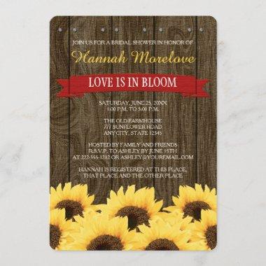 RED RUSTIC SUNFLOWER BRIDAL SHOWER Invitations