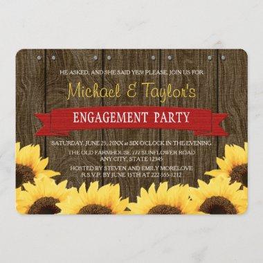 RED RUSTIC SUNFLOWER ENGAGEMENT PARTY Invitations