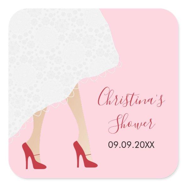 Red Shoes & Wedding Dress Bridal Shower Stickers