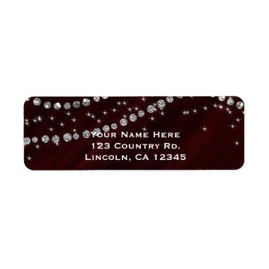 Red & Silver Diamond Bling Glam Sparkle Label