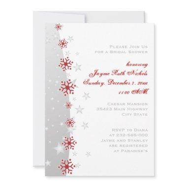 Red silver gray snowflake wedding