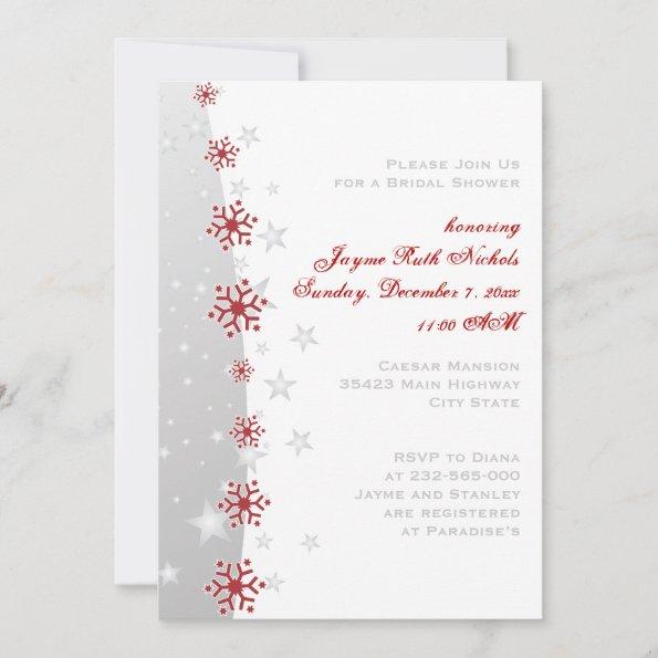 Red silver gray snowflake wedding bridal shower Invitations
