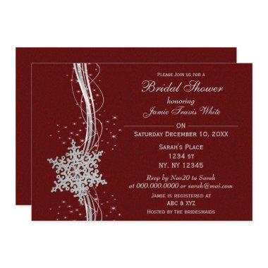 red silver Snowflake Winter  Invite