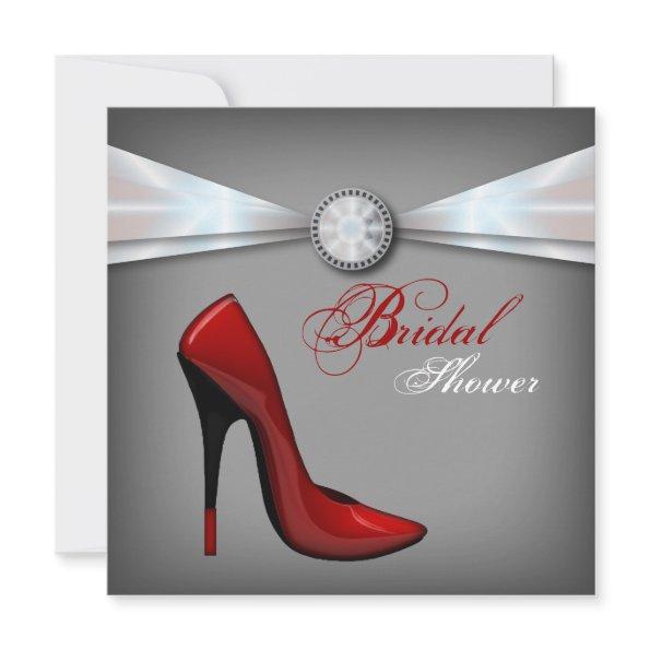 red Stiletto Bridal Shower bachelorette party Invitations