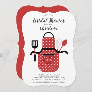 Red Stock the Kitchen Bridal Shower Invitations