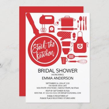 Red Stock The Kitchen Bridal Shower Invitations
