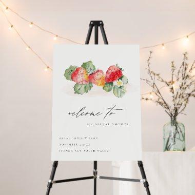 Red Strawberry Leafy Foliage Bridal Shower Welcome Foam Board