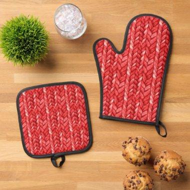 Red Sweater  Oven Mitt & Pot Holder Set