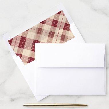 Red Tan White Beige Plaid Pattern Tartan Diagonal Envelope Liner