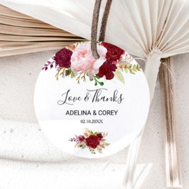 Red Tropical and Romantic Love & Thanks Wedding Classic Round Sticker