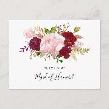 Red Tropical and Romantic Maid of Honor Invitation PostInvitations