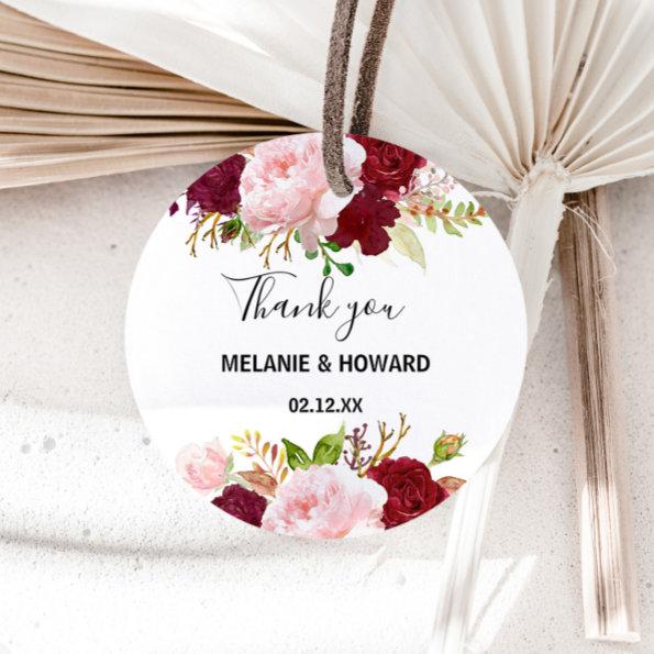 Red Tropical and Romantic Thank You Favor Classic Round Sticker