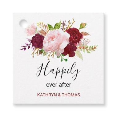 Red Tropical and Romantic Wedding Favor Tags