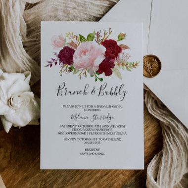Red Tropical Brunch & Bubbly Bridal Shower Invitations