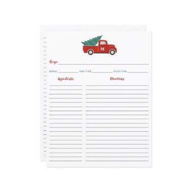 Red Truck Christmas Recipe  Binder Insert