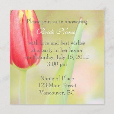red tulip bridal shower invitations
