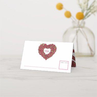 Red tulip heart drawing monogram wedding place Invitations