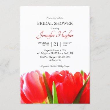 Red Tulips Bridal Shower Invitations