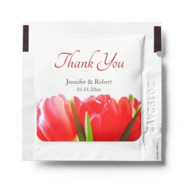 Red Tulips Floral Thank You Favor Hand Sanitizer Packet