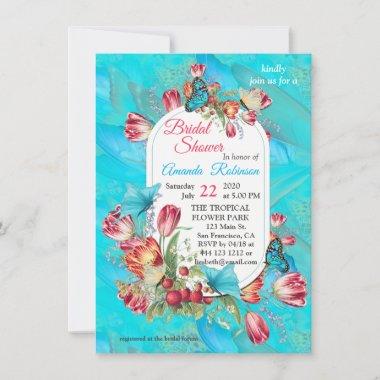Red Tulips & Visiting Butterflies. Invitations