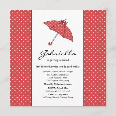 Red Umbrella Bridal Shower Invitations