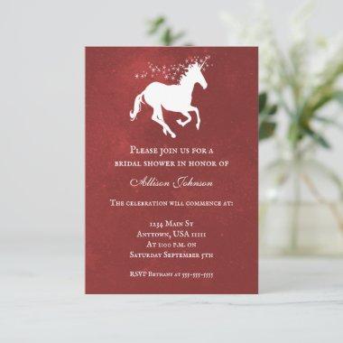 Red Unicorn Bridal Shower Invite