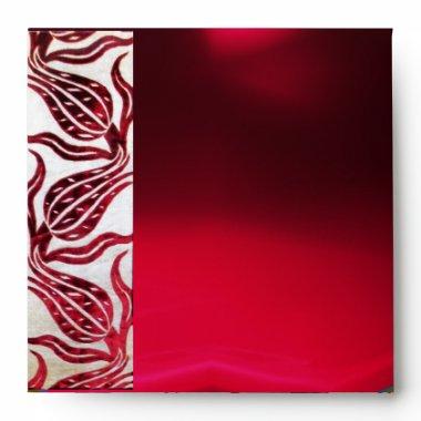 RED VELVET DAMASK TULIPS Burgundy White Envelope