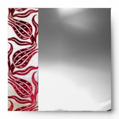 RED VELVET DAMASK TULIPS Burgundy White Moonstone Envelope