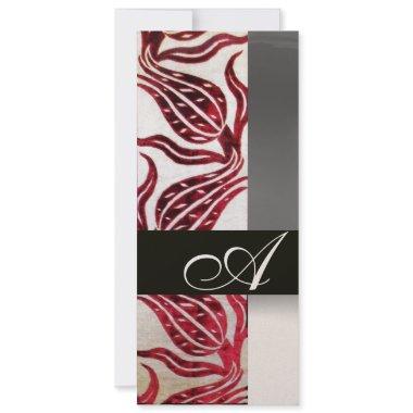 RED VELVET DAMASK TULIPS MONOGRAM Burgundy Gold
