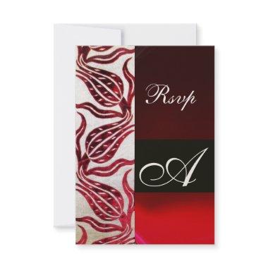 RED VELVET TULIP MONOGRAM Burgundy Champagne White RSVP Card