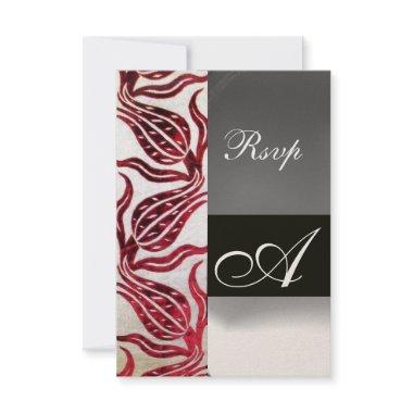 RED VELVET TULIP MONOGRAM Burgundy White Champagne RSVP Card