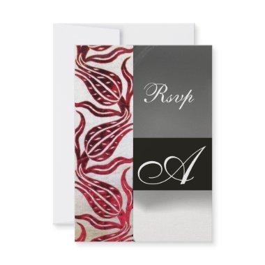 RED VELVET TULIPS MONOGRAM Burgundy White Ice RSVP Card